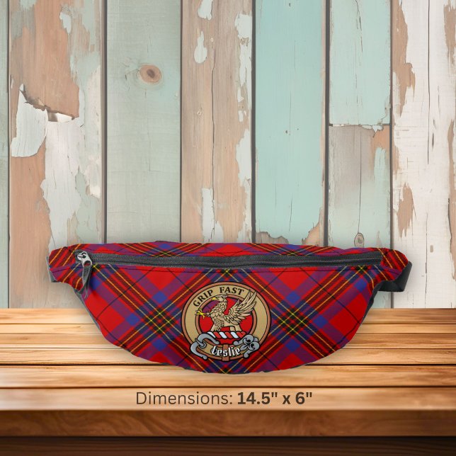Clan Leslie Crest over Red Tartan Fanny Pack (Creator Uploaded)
