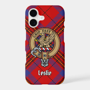 Clan Leslie Crest sur Red Tartan