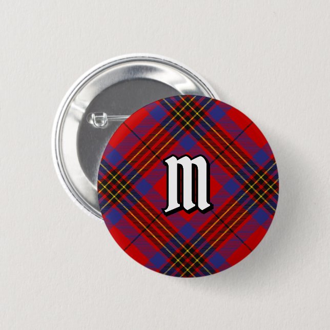 Clan Leslie Red Tartan 2 Inch Round Button (Front & Back)
