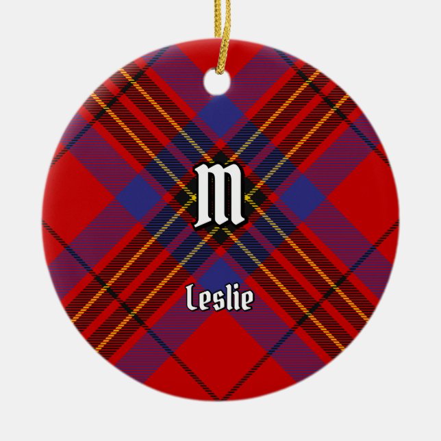 Clan Leslie Red Tartan Ceramic Ornament (Front)