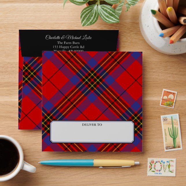 Clan Leslie Red Tartan Envelope (Desk)