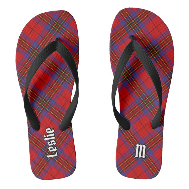 Clan Leslie Red Tartan Flip Flops (Footbed)