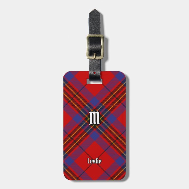Clan Leslie Red Tartan Luggage Tag (Front Vertical)