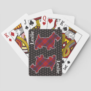 Clan Leslie Red Tartan Scottish Terrier Playing Cards