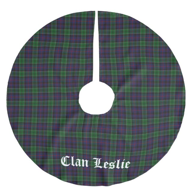 Clan Leslie Tartan Plaid Customizable Brushed Polyester Tree Skirt (Front)