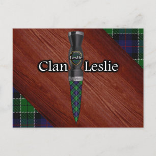 Clan Leslie Tartan Sgian Dubh Blade Postcard