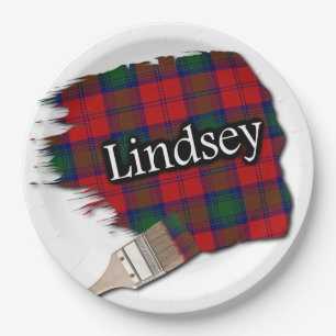 Clan Lindsey Lindsay Scottish Tartan Paint Brush Paper Plate