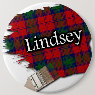 Clan Lindsey Lindsay Tartan Paint Brush 6 Inch Round Button