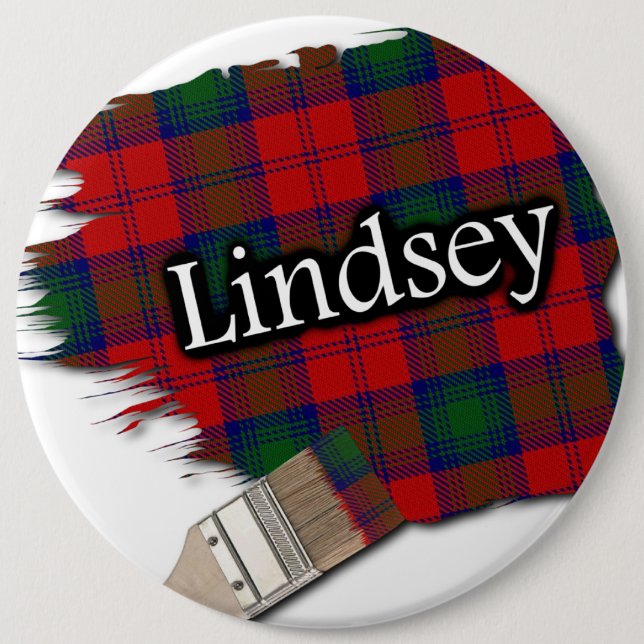 Clan Lindsey Lindsay Tartan Paint Brush 6 Inch Round Button (Front)