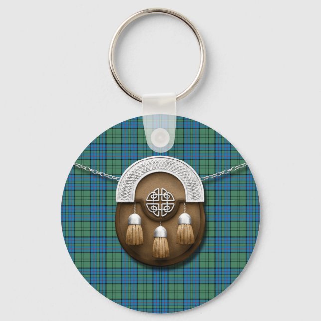 Clan Lockhart Tartan And Sporran Keychain (Front)