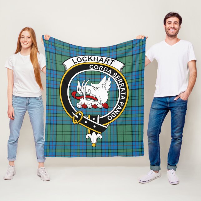 Clan Lockhart Tartan Plaid Fleece Blanket (In Situ)