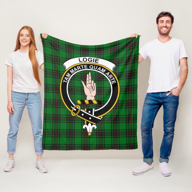 Clan Logie Tartan Plaid Fleece Blanket (In Situ)
