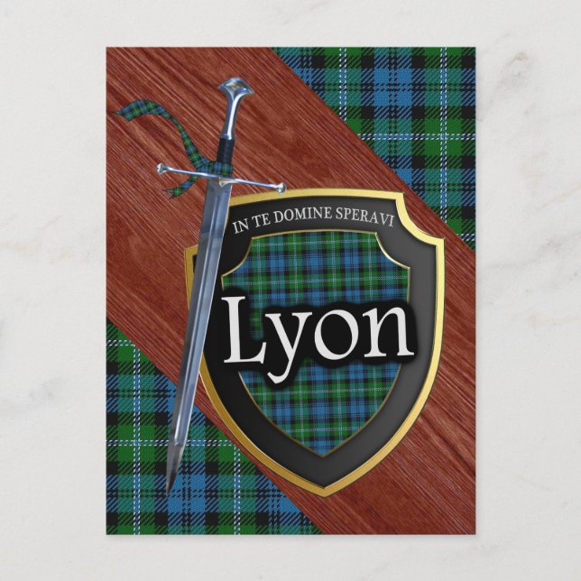 Clan Lyon Tartan Sword & Shield Postcard (Front)