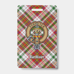 Clan MacAlister Crest over Dress Tartan Badge