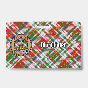 Clan MacAlister Crest over Dress Tartan Badge