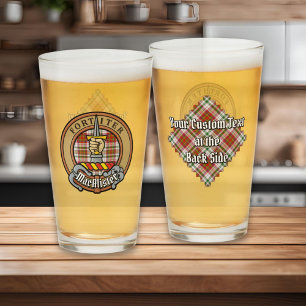 Clan MacAlister Crest over Dress Tartan Glass