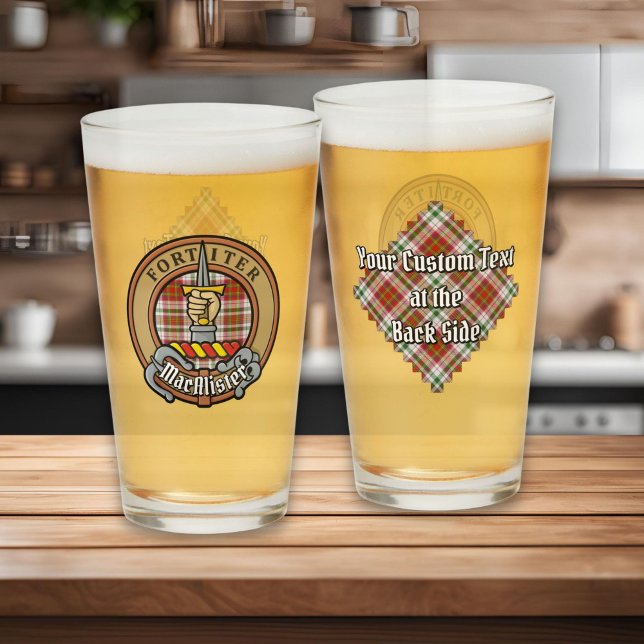 Clan MacAlister Crest over Dress Tartan Glass (Creator Uploaded)