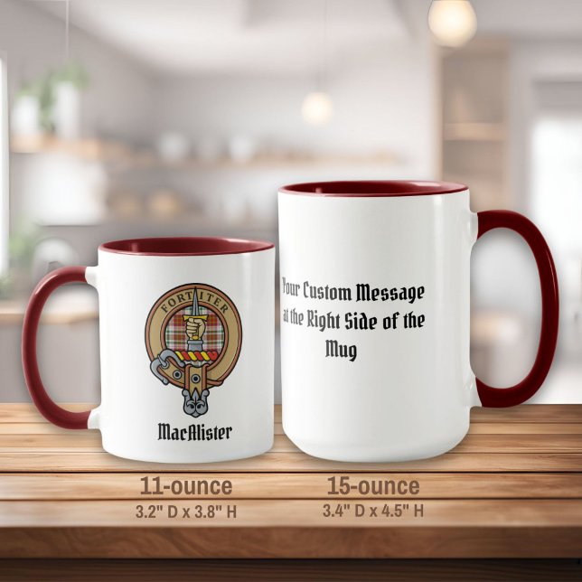 Clan MacAlister Crest over Dress Tartan Mug (Creator Uploaded)