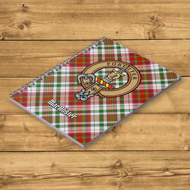 Clan MacAlister Crest over Dress Tartan Notebook (Creator Uploaded)