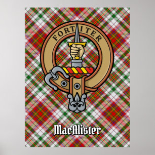 Clan MacAlister Crest over Dress Tartan Poster