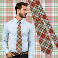Clan MacAlister Crest over Dress Tartan