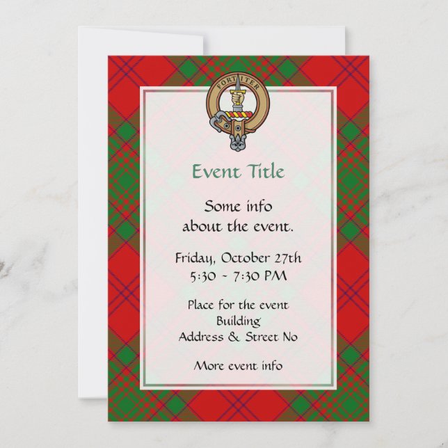 Clan MacAlister Crest over Glenbarr Tartan Invitation (Front)