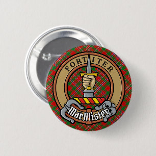 Clan MacAlister Crest over Tartan 2 Inch Round Button