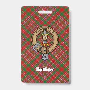 Clan MacAlister Crest over Tartan Badge