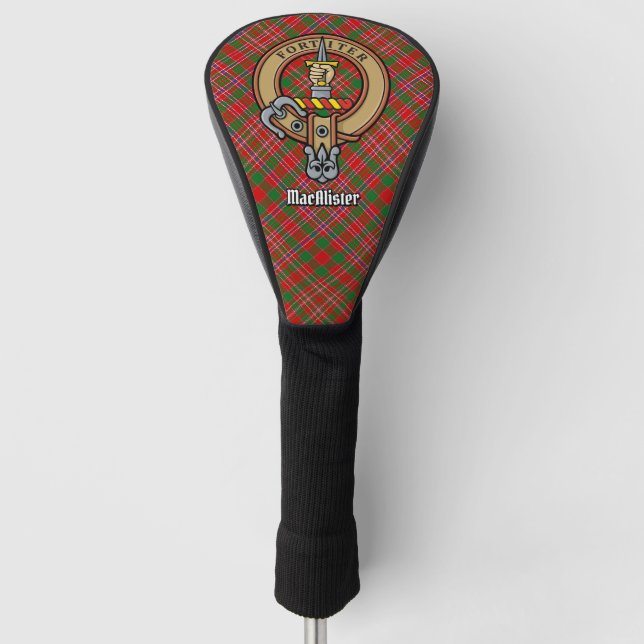 Clan MacAlister Crest over Tartan Golf Head Cover (Front)