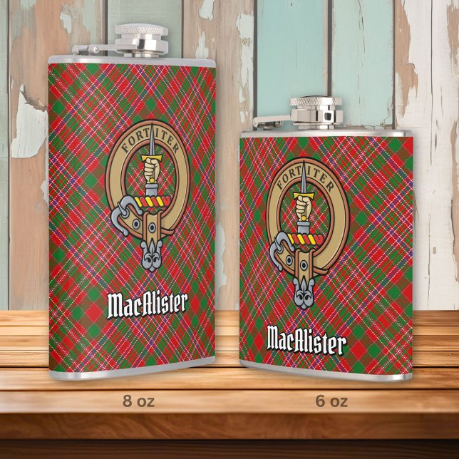 Clan MacAlister Crest over Tartan Hip Flask (Creator Uploaded)