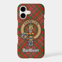 Clan MacAlister Crest over Tartan iPhone Case