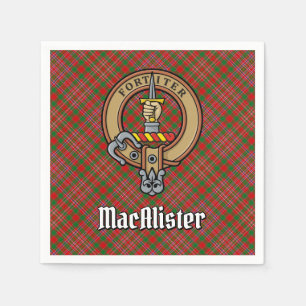 Clan MacAlister Crest over Tartan Napkin