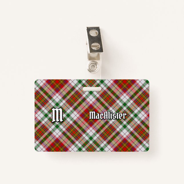 Clan MacAlister Dress Tartan Badge (Front with Clip)