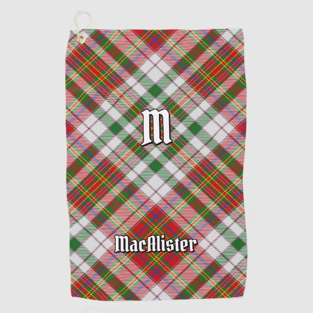 Clan MacAlister Dress Tartan Golf Towel (Front)