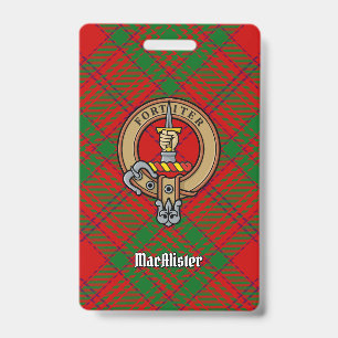 Clan MacAlister of Glenbarr Crest over Tartan Badge