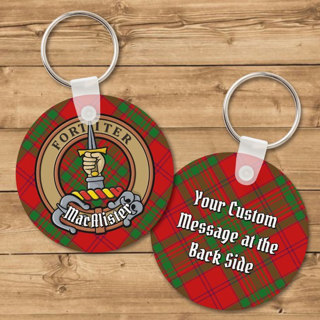 Clan MacAlister of Glenbarr Crest over Tartan Keychain (Creator Uploaded)