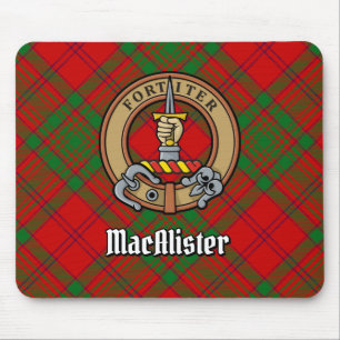 Clan MacAlister of Glenbarr Crest over Tartan Mouse Pad