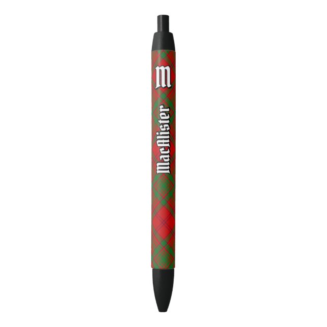 Clan MacAlister of Glenbarr Tartan Black Ink Pen (Front Vertical)