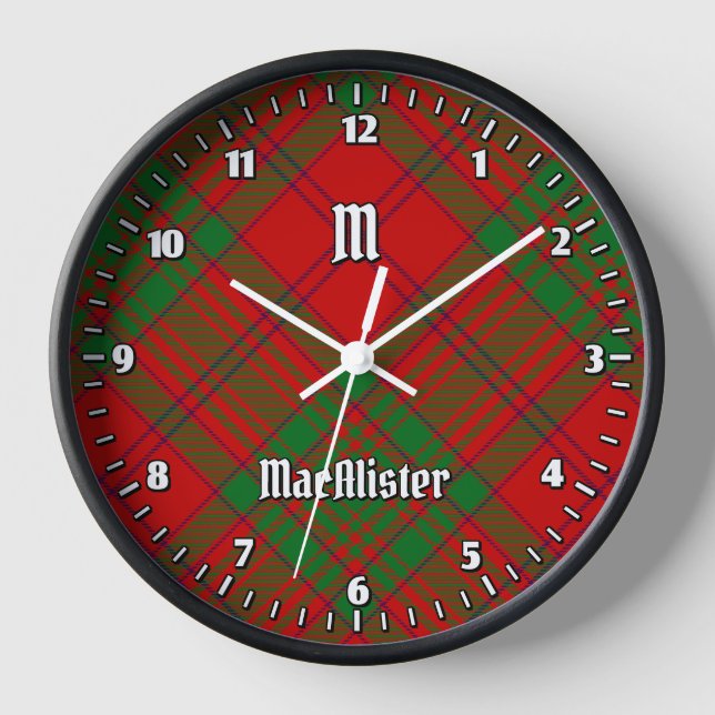 Clan MacAlister of Glenbarr Tartan Clock (Front)
