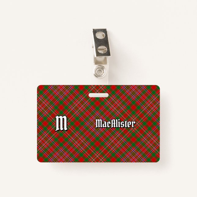 Clan MacAlister Tartan Badge (Front with Clip)