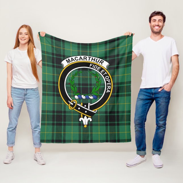 Clan MacArthur Ancient Tartan Plaid Fleece Blanket (In Situ)