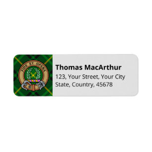 Clan MacArthur Crest over Tartan