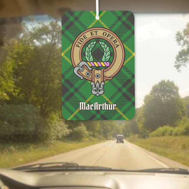 Clan MacArthur Crest over Tartan Air Freshener (Creator Uploaded)