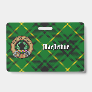Clan MacArthur Crest over Tartan Badge
