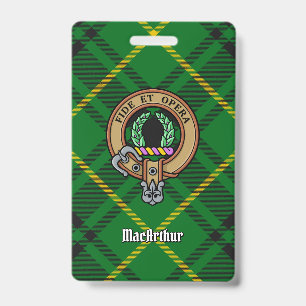 Clan MacArthur Crest over Tartan Badge