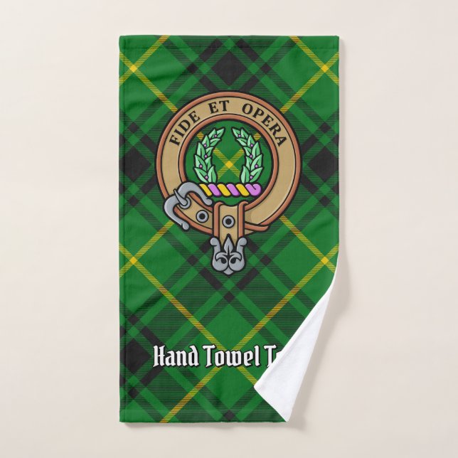 Clan MacArthur Crest over Tartan Bath Towel Set (Hand Towel)