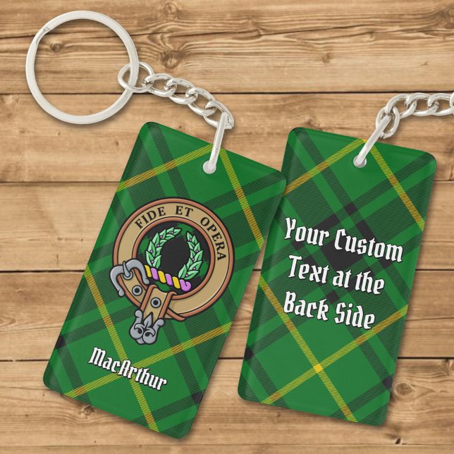 Clan MacArthur Crest over Tartan Keychain (Creator Uploaded)