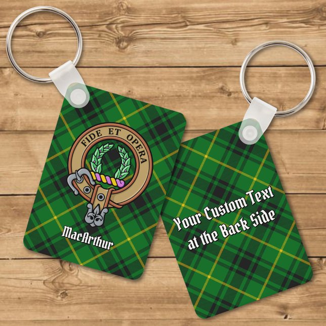 Clan MacArthur Crest over Tartan Keychain (Creator Uploaded)