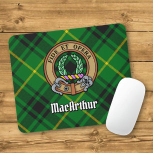 Clan MacArthur Crest over Tartan Mouse Pad