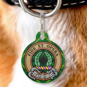 Clan MacArthur Crest over Tartan Pet Tag